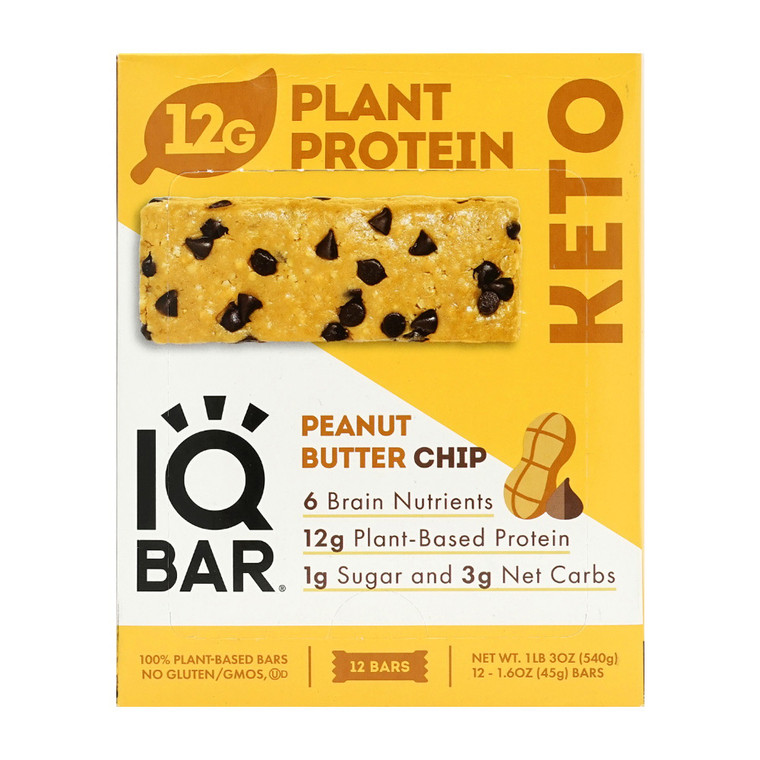 Iqbar Peanut Butter Chip Bars, 12 Ea