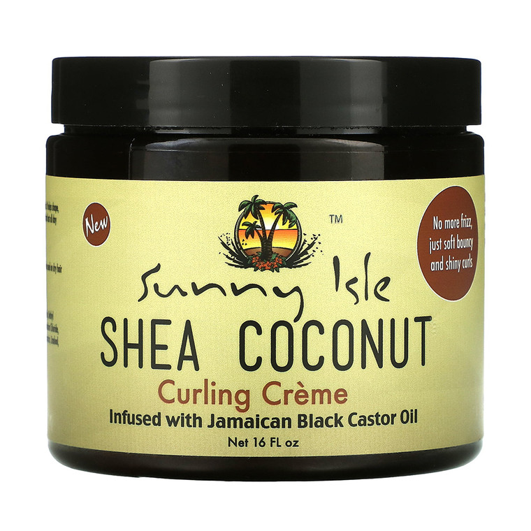 Sunny Isle Shea Coconut Curling Cream with Jamaican Black Castor Oil, Shiny Curls, 16 Oz
