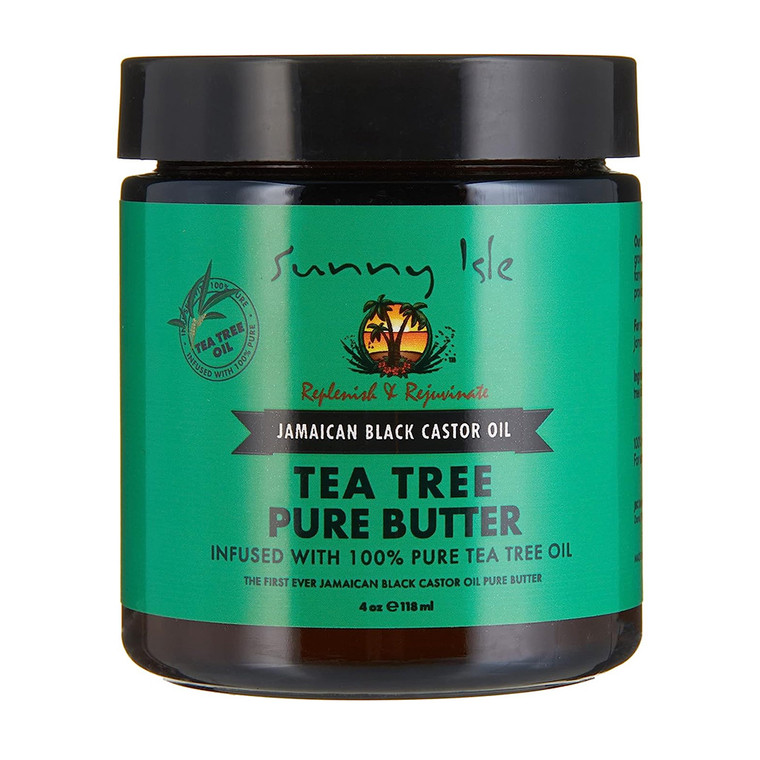 Sunny Isle Jamaican Black Castor Oil, Pure Butter infused with Tea Tree Oil, Hair Moisturize, 4 Oz