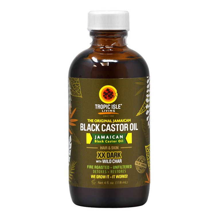 Tropic Isle Jamaican Black Castor Oil, Moisturize Hair and Skin, XX Dark with Wild Char, 4 Oz