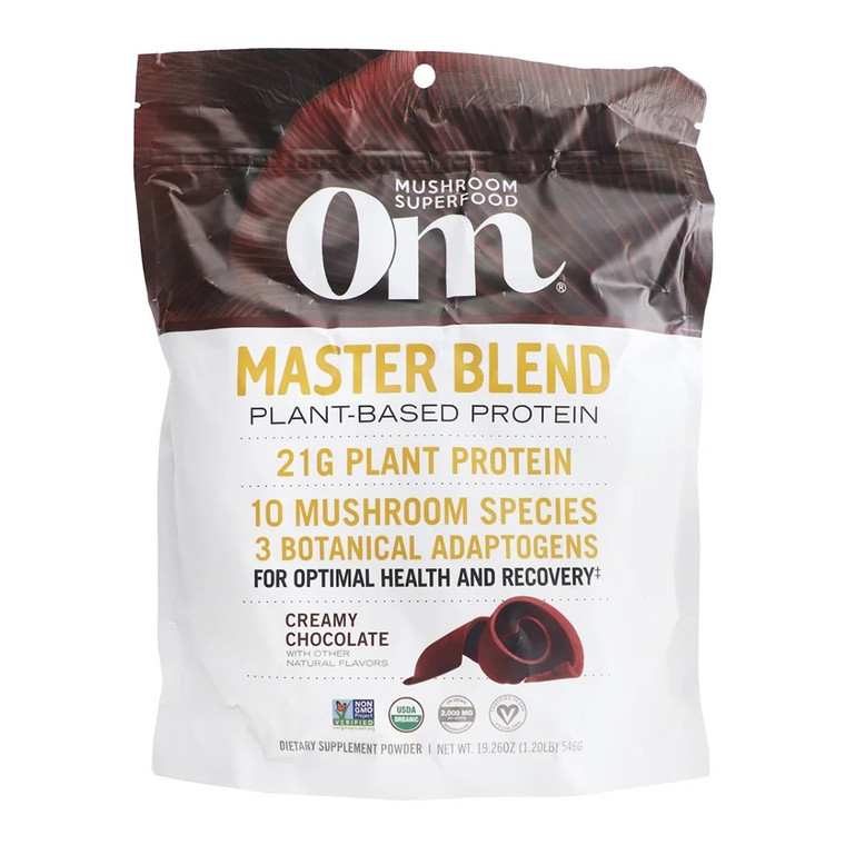 Om Mushroom Superfood Master Blend Plant Based Protein Powder, Creamy Chocolate, 10 Ea