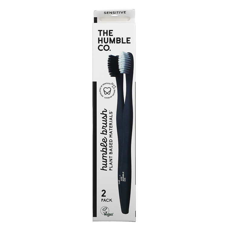 The Humble Co Plant Based Toothbrush, Sensitive, White and Black, 2 Ea