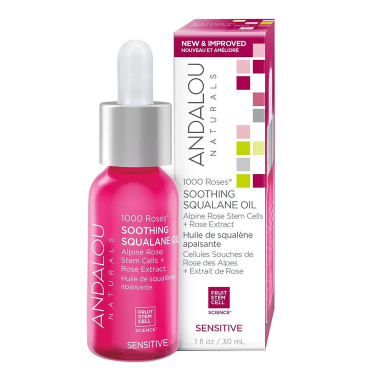 Andalou Naturals 1000 Roses Soothing Squalane Oil, Sensitive, 1 Oz