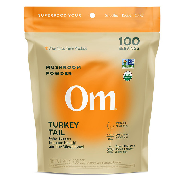 Om Turkey Tail Organic Mushroom Superfood Powder Support Immune Health 7.05Oz (200g)