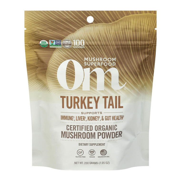 Om Organic Mushroom Superfood Powder, Turkey Tail for Immunity, Liver and Kidney, 7.05 Oz