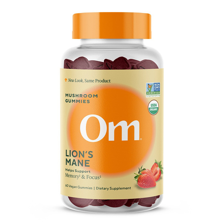 Om Lions Mane Mushroom Superfood Gummies Support Memory and Focus 60Ea