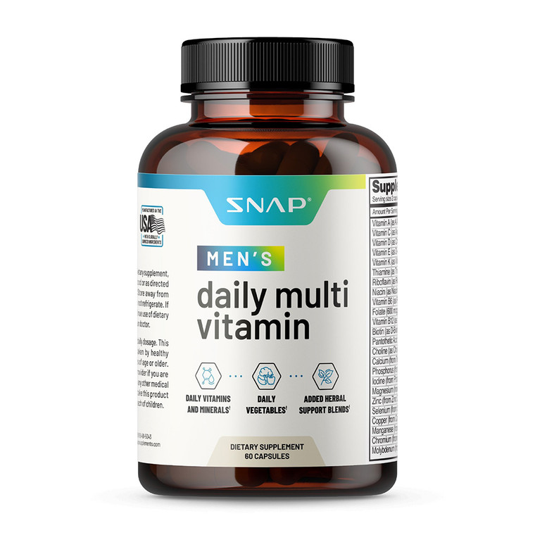 Snap Mens Daily Multivitamin Capsules, Energy and Immune Support, 60 Ea