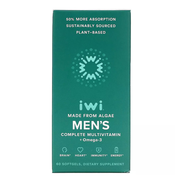 Iwi Mens Complete Multivitamin And Vegan Algae Omega 3 Dietary Supplements, 60 Ea