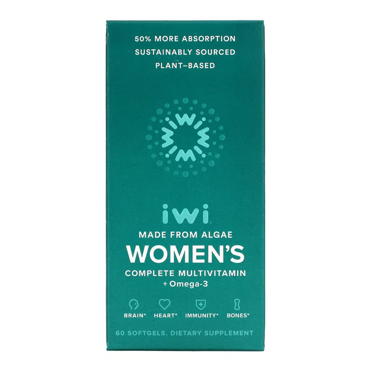 Iwi Womens Multivitamin Vegan Algae Omega 3 30 Day Supply, 60 Ea