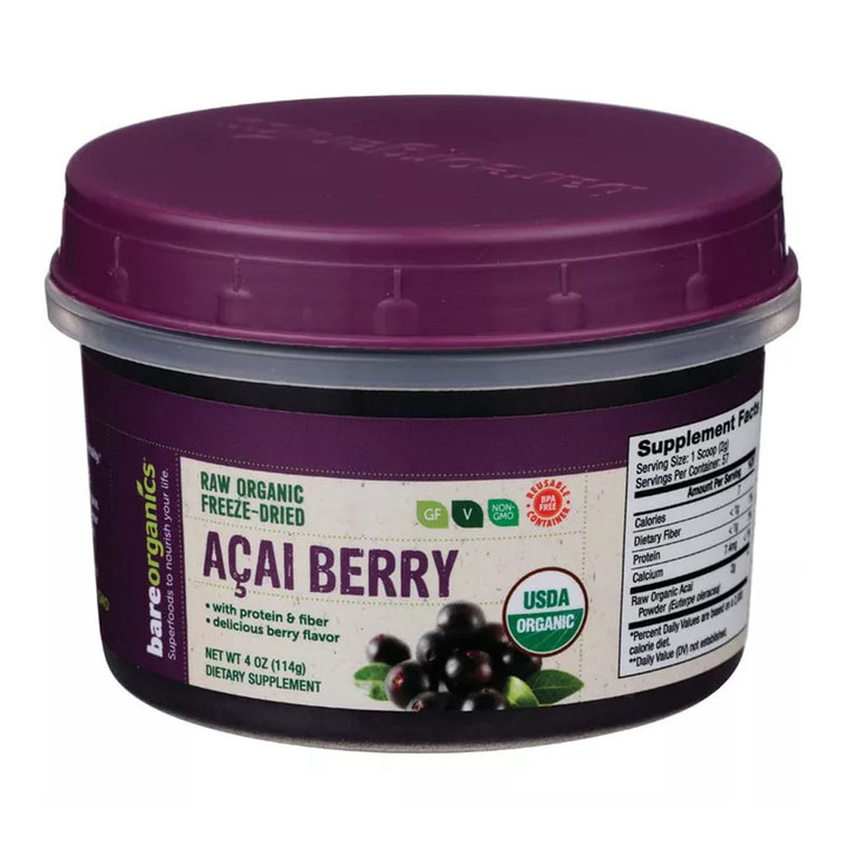 Bare Organics Superfood Powder, Acai Berry Dietary Supplement, 4 Oz