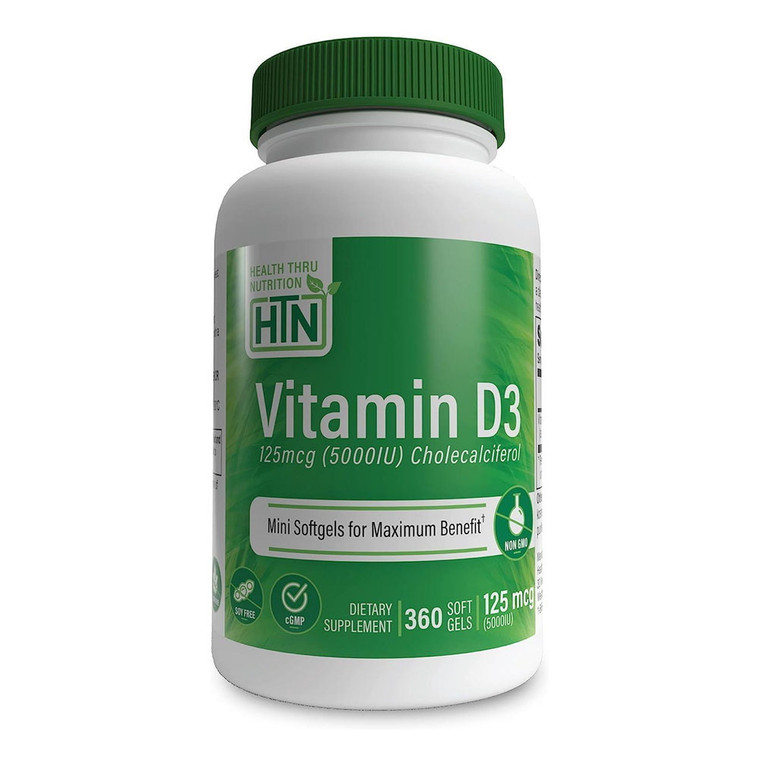 Health Thru Nutrition Vitamin D3 5, 000 Iu 125Mcg Cholecalciferol Mini Softgels For Immune Health Support, 360 Ea