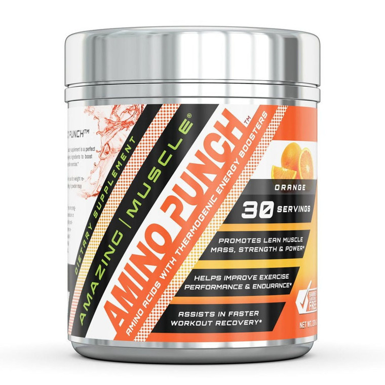Amazing Nutrition Amazing Muscle Amino Punch 5500 Mg, Orange, 30 Ea