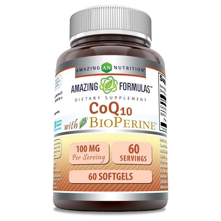 Amazing Formulas CoQ10 with BioPerine Digestive and Muscle Function Support 60Ea