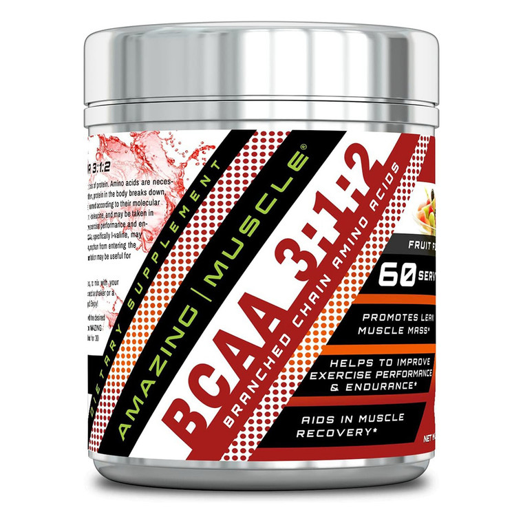 Amazing Muscle BCAA 3-1-2 Fruit Punch Exercise Performance and Recovery Support 15.23Oz (432g)