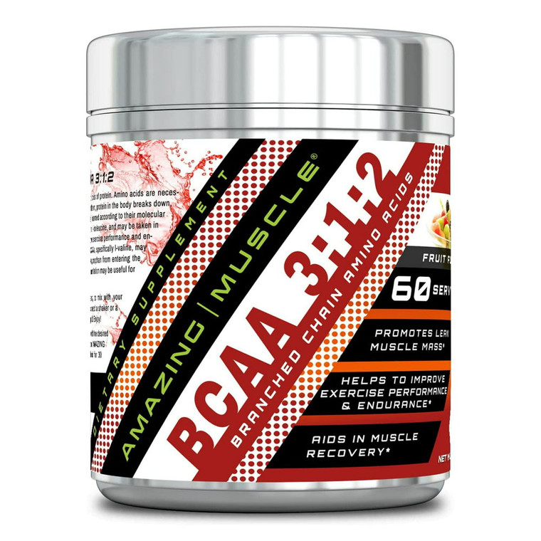 Amazing Nutrition Amazing Muscle BCAA 3-1-2 Helps To Improve Exercise Performance, Fruit Punch, 60 Ea