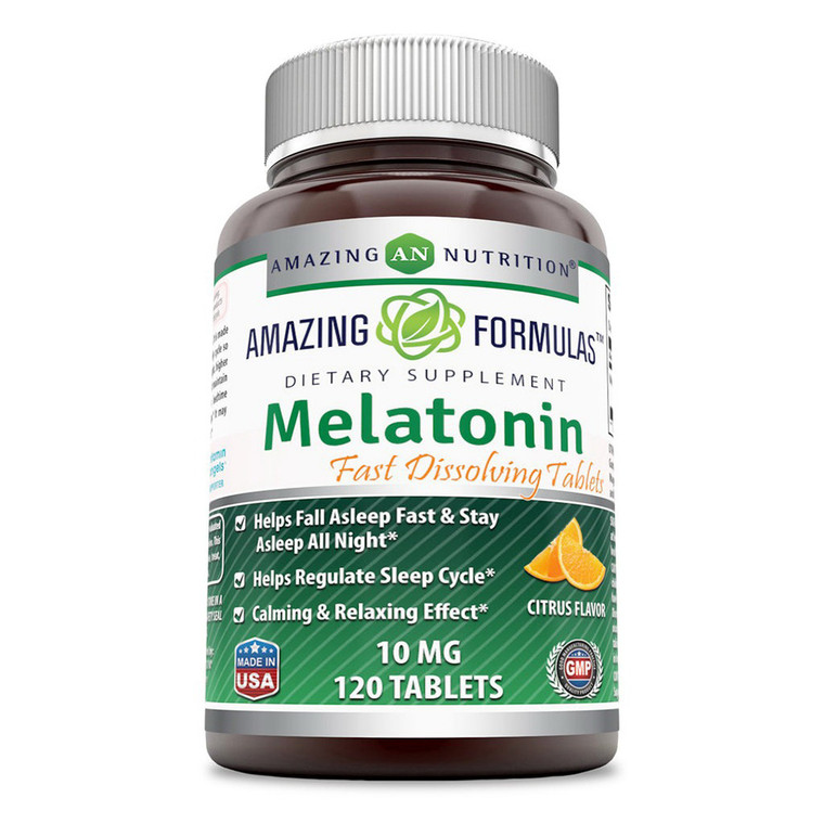 Amazing Formulas Melatonin 10 Mg Citrus Flavor Fast Dissolving Sleep Support Tablets 120Ea