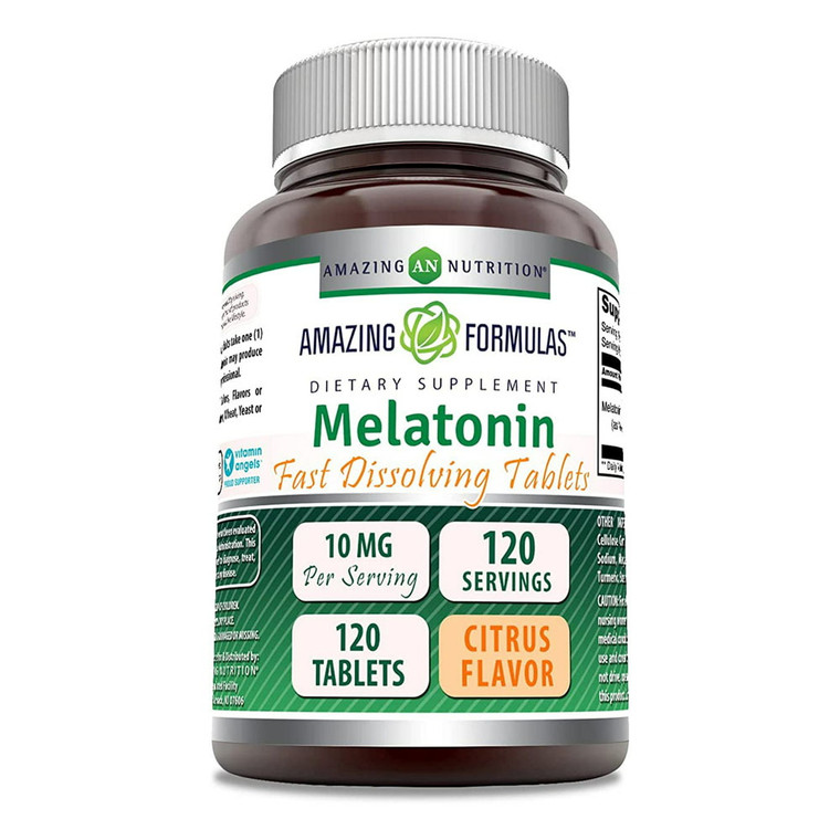Amazing Nutrition Amazing Formulas Melatonin 10 Mg Fast Dissolving Tablets, Citrus Flavor, 120 Ea