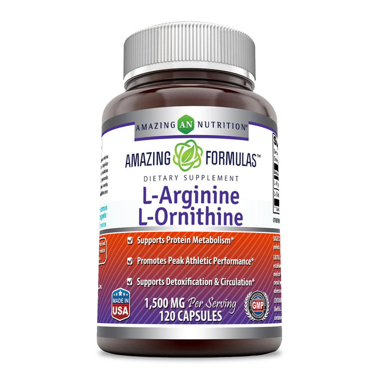 Amazing Nutrition Amazing Formulas L Arginine And L Ornithine 1500 Mg Per Serving Capsules, 120 Ea