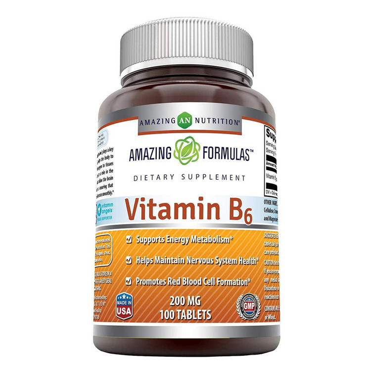 Amazing Nutrition Amazing Formulas Vitamin B6 Pyridoxine 200Mg Tablets, 100 Ea