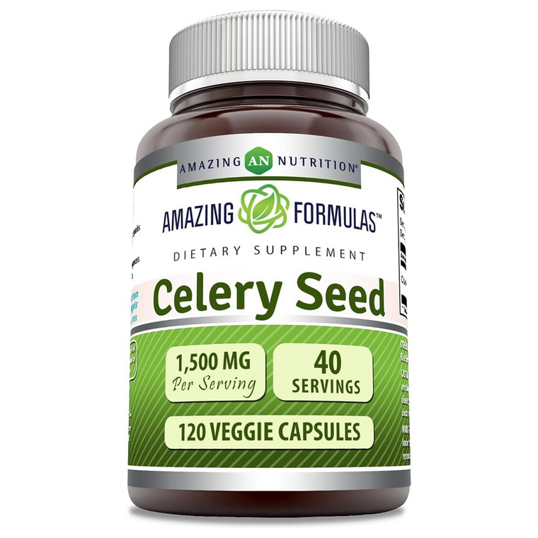 Amazing Formulas Celery Seed Extract 1500 Mg Veggie Capsules Circulatory Support 120Ea