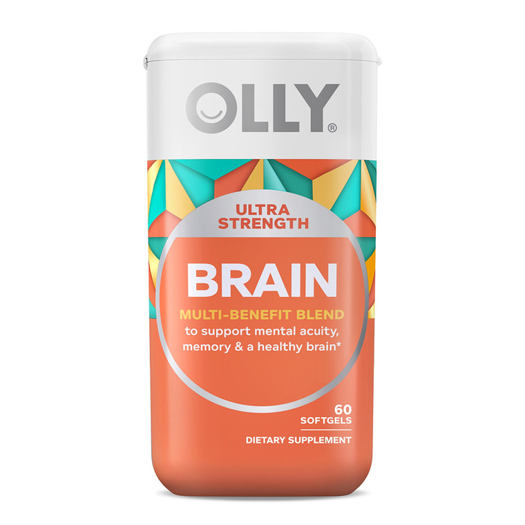 Olly Ultra Strength Brain Softgels Nootropic Supports Healthy Brain Function, 60 Ea