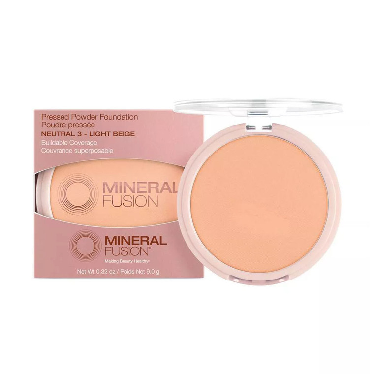 Mineral Fusion Pressed Powder Foundation, Neutral 3 Light Beige, 0.32 Oz