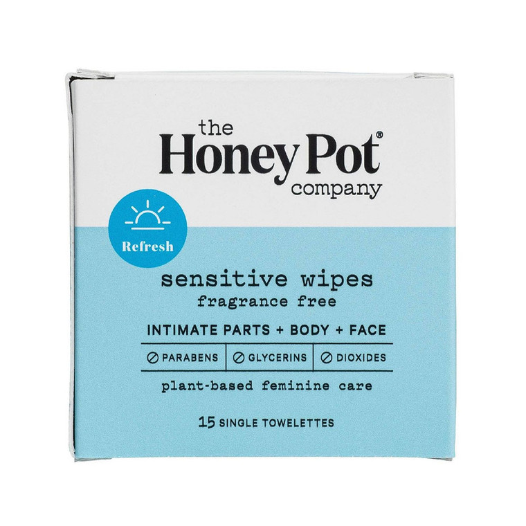 The Honey Pot Company Sensitive Wipes for Feminine Care, 15 Ea