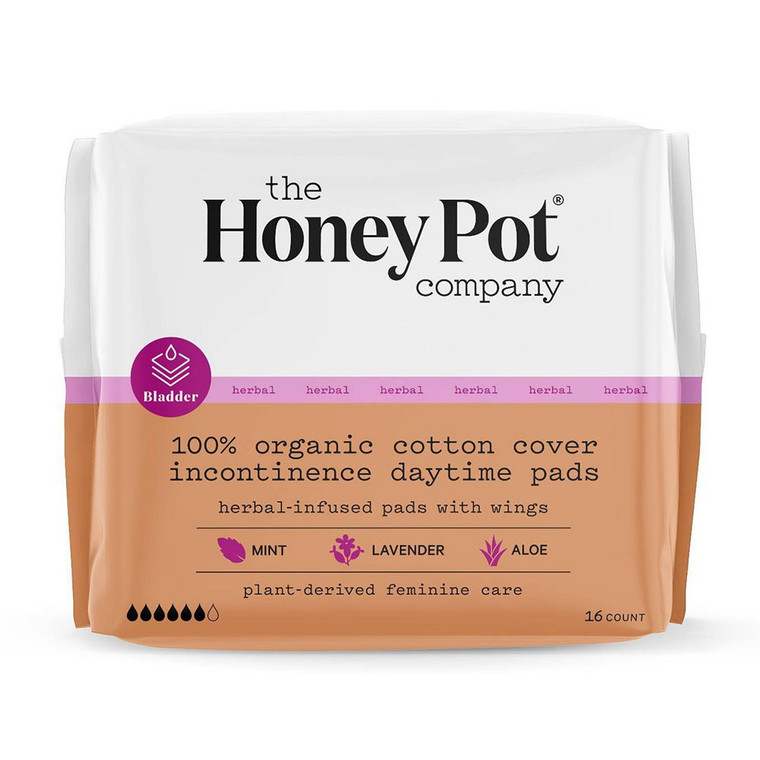 The Honey Pot Company Organic Cotton Herbal Incontinence Daytime Pads, 16 Ea