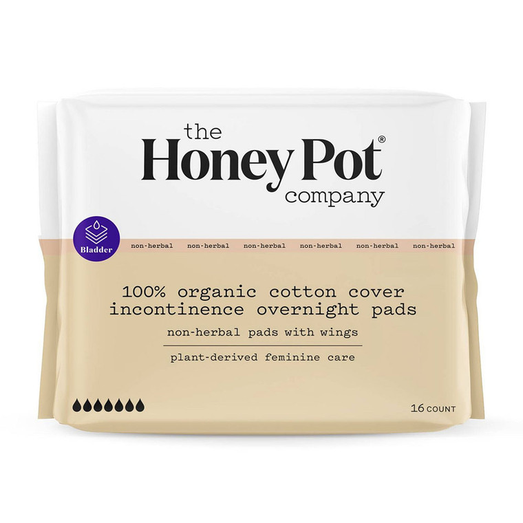 The Honey Pot Company Organic Cotton Non Herbal Incontinence Overnight Pads, 16 Ea