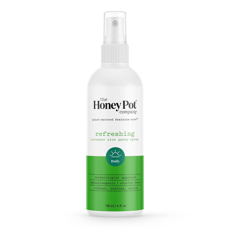 The Honey Pot Company Refreshing Cucumber Aloe Panty Spray for Feminine Care, 4 Oz