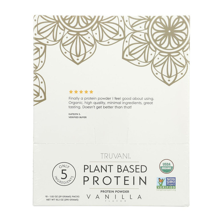 Truvani Organic Vanilla Protein Powder, 10 Ea