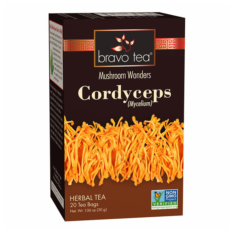 Bravo Tea Cordyceps Mushroom Herbal Tea Bags Supports Immune System 20Ea