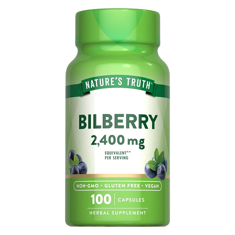 Natures Truth Bilberry 2400mg Vegetarian Support Eye Health Capsules 100Ea