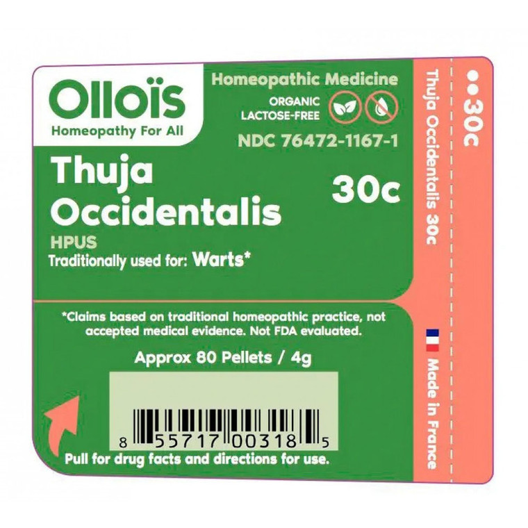 Ollois Thuja Occidentalis 30c Organic Lactose Free Homeopathic Pellets, 80 Ea