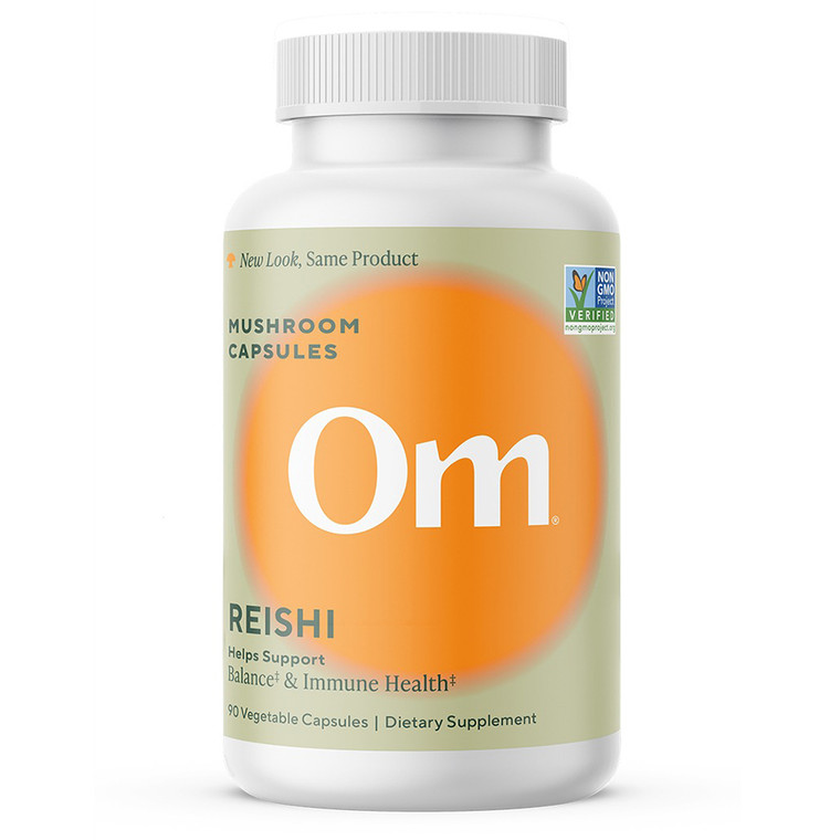 Om Reishi Organic Superfood Mushroom Vegetarian Capsules Support Balance and Immune Health 90Ea