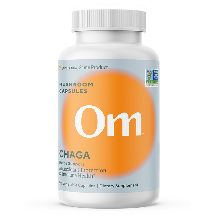 Om Chaga Superfood Mushroom Vegetarian Capsules Support Antioxidant Protection and Vitality 90Ea