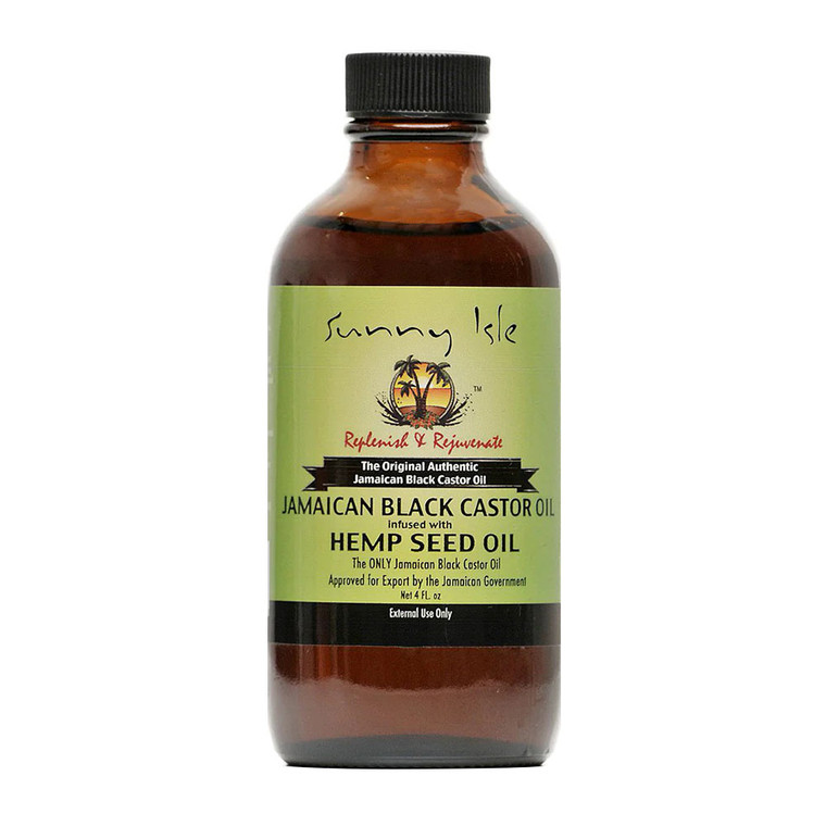 Sunny Isle Jamaican Black Castor Oil Infused with Hemp Seed Oil, 4 Oz
