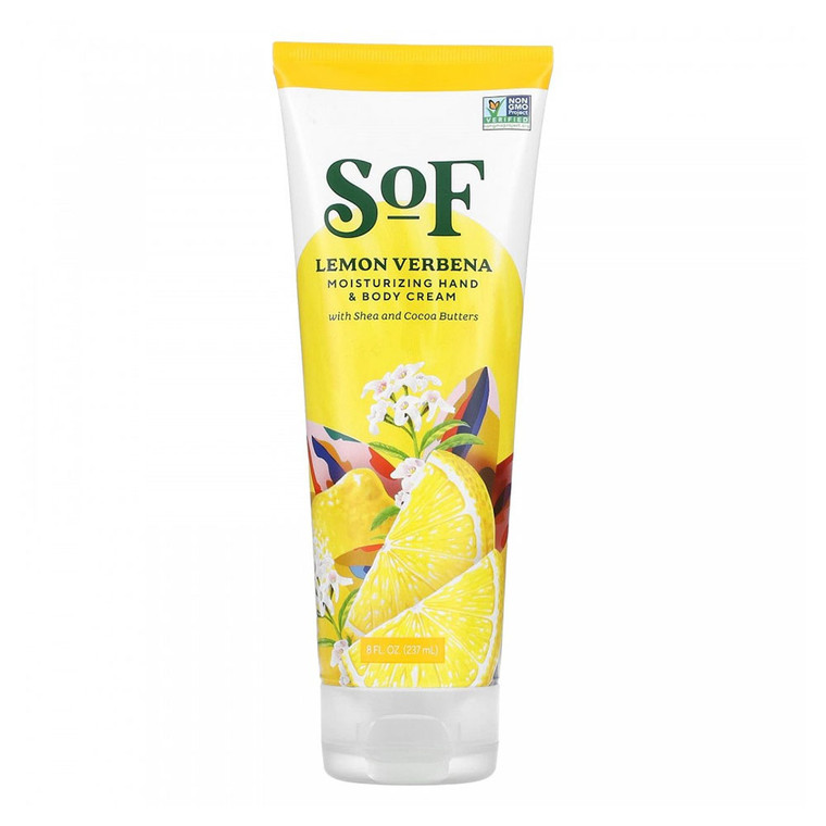 SOF Lemon Verbena Moisturizing Hand and Body Cream, 8 Oz