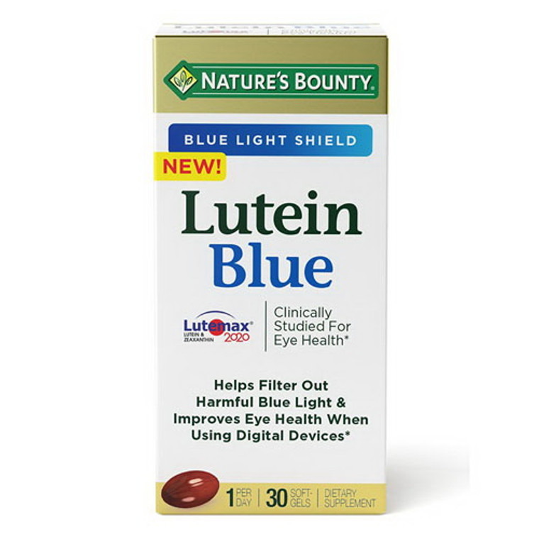 Natures Bounty Blue Light Shield Lutein Blue Eye Health Supplement Softgels, 30 Ea