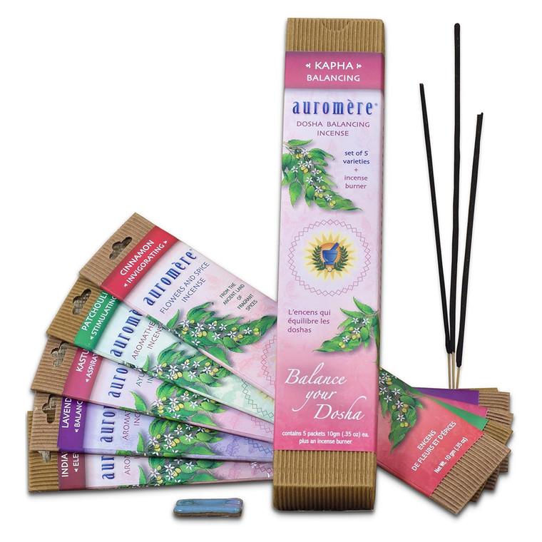 Auromere Dosha Balancing Incense Kapha Aromatherapy Grounding and Energizing Formula 5Ea