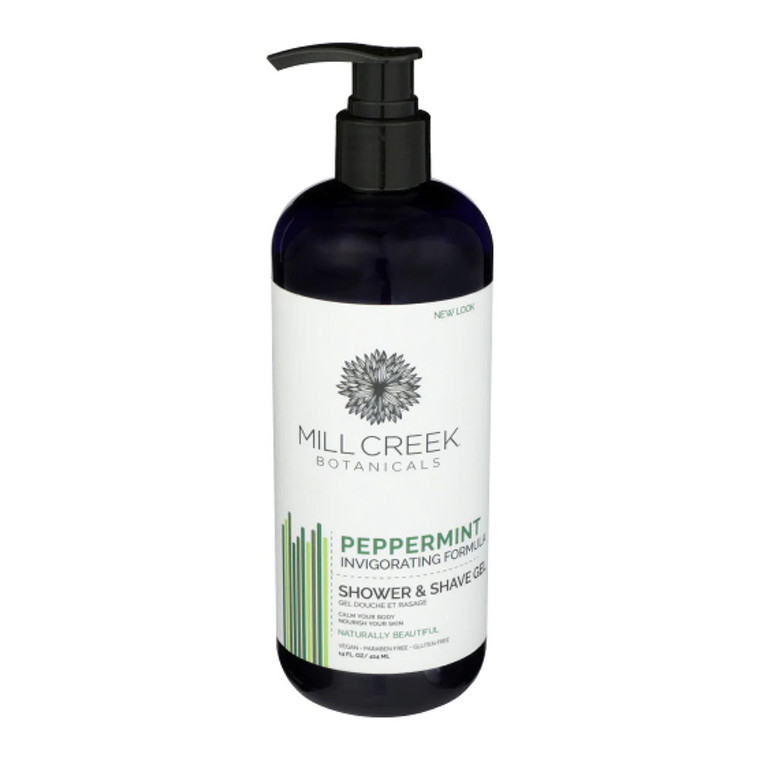Mill Creek Botanicals Peppermint Shower and Shave Gel, 14 Oz