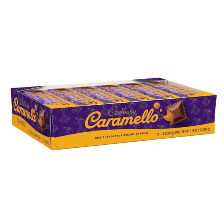 Cadbury Caramello Milk Chocolate Bars with Creamy Caramel for Sweet Snacking and Sharing 1.6Oz (45g) 18Ea