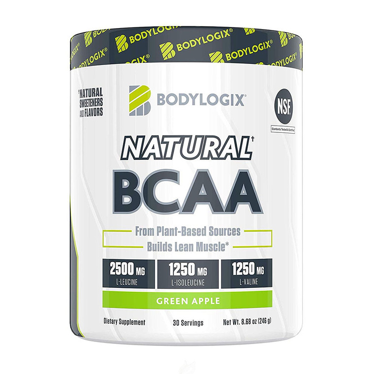 Bodylogix Natural BCAA Green Apple Powder for Muscle Support, 8.67 Oz