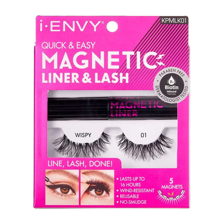 Kiss I Envy Quick and Easy Magnetic Liner And Lash, 01 Wispy, 1 Ea