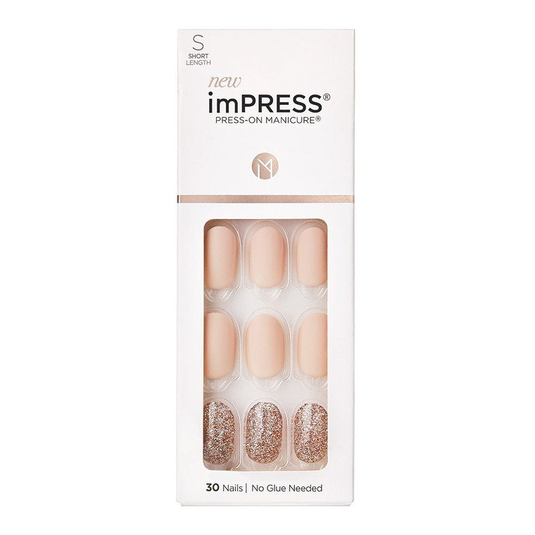 Kiss Impress Press On Manicure Kit, Pink, Short Length, 30 Ea