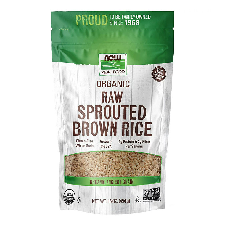 Now Real Foods Organic Raw Sprouted Brown Rice, 16 Oz
