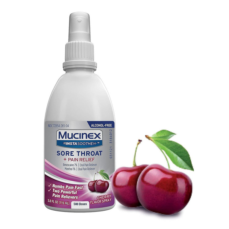 Mucinex Instasoothe Sore Throat Spray, Cherry, 3.8 Oz