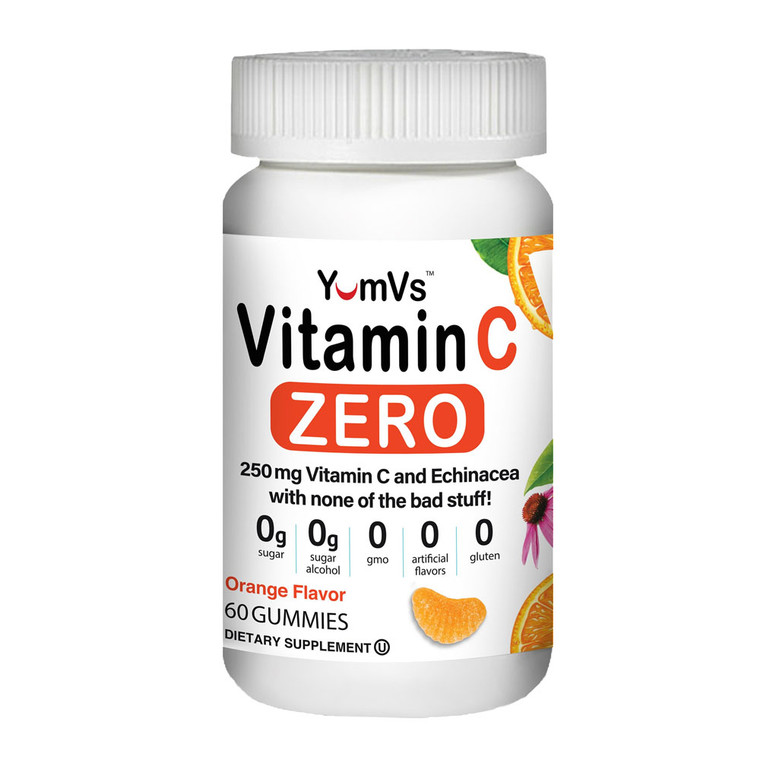 Yum-Vs Vitamin Zero And C Sugar Free Gummies For Adults, Orange Flavor, 60 Ea