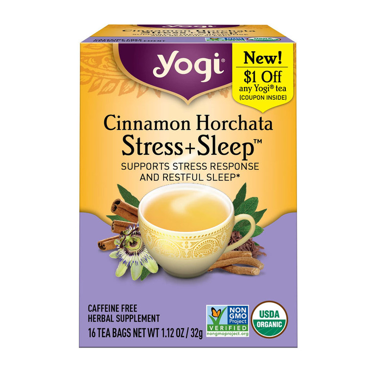 Yogi Cinnamon Horchata Stress And Sleep Herbal Tea, 16 Ea