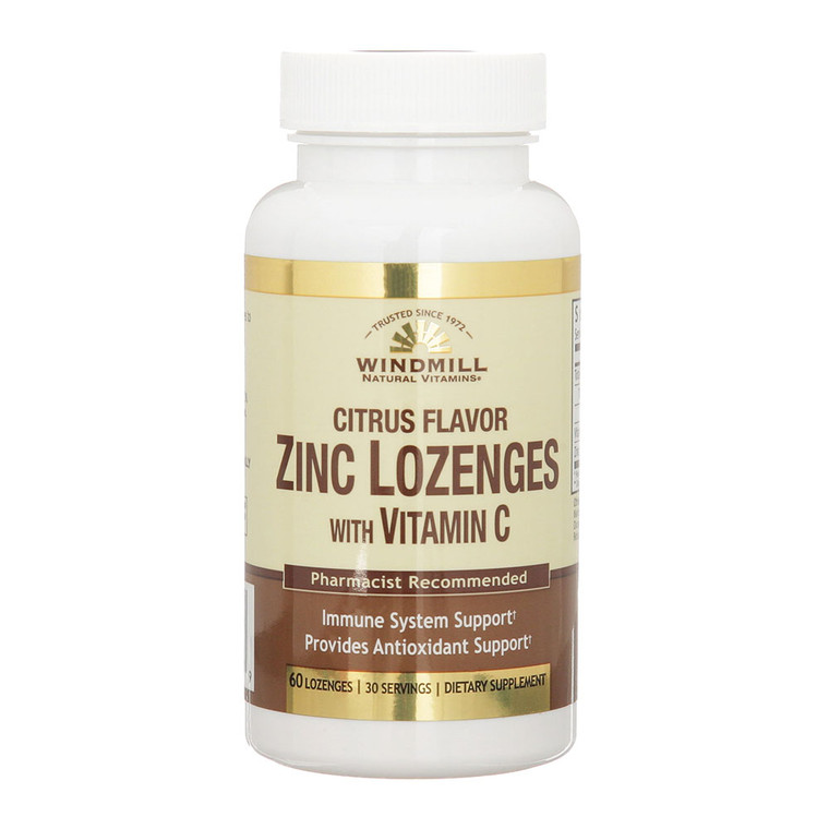 Windmill Zinc Lozenges with Vitamin C, Citrus Flavor Lozenges, 60 Ea